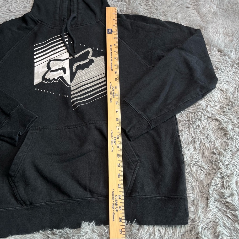 Fox Racing Hoodie Mens Large Logo Pullover Black White Kangaroo Pocket - Picture 4 of 8